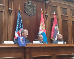 28 July 2021 National Assembly Speaker Ivica Dacic addresses the presentation of the special edition of the “Volunteers’ Gazette”